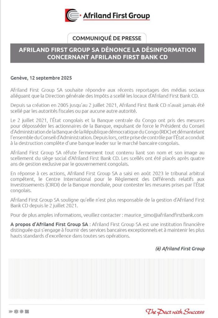 Communiqué Afriland CD www.newsducamer.com